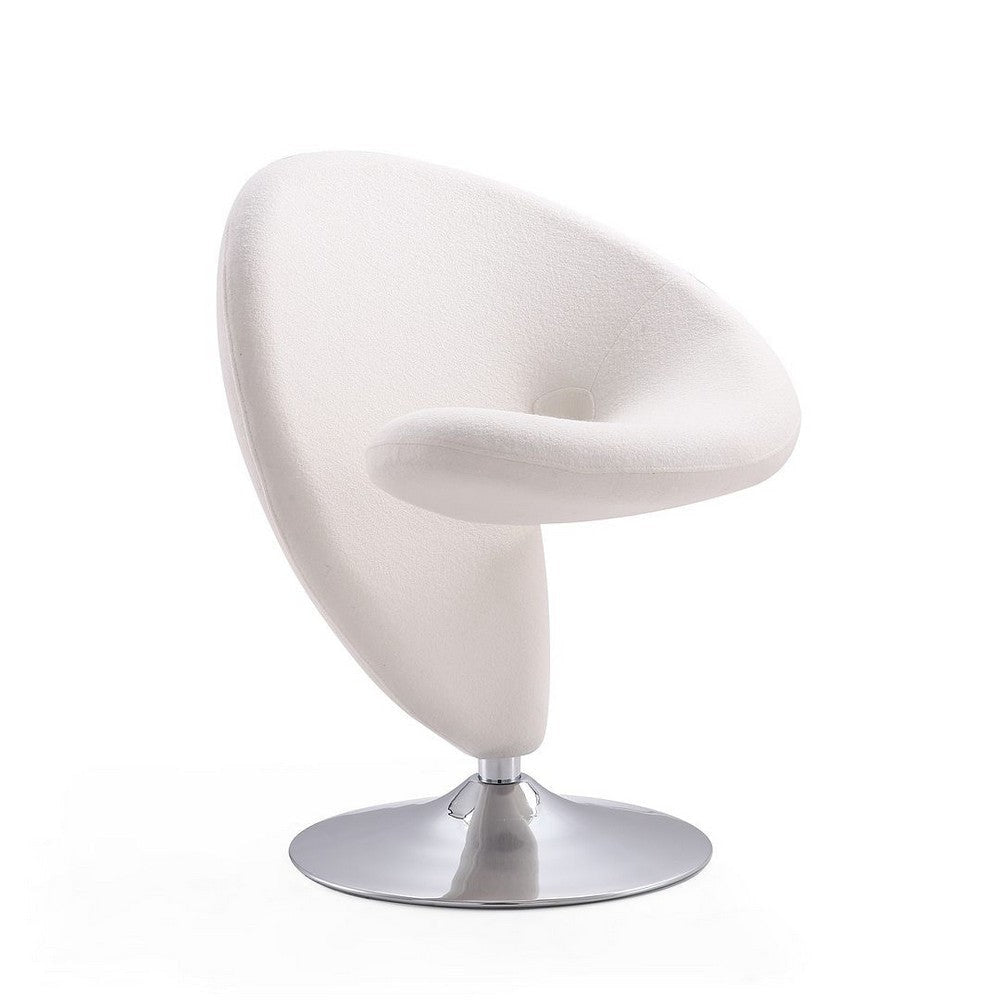 Curl Cream and Polished Chrome Wool Blend Swivel Accent Chair (Set of 2) MHC-2-AC040-CR