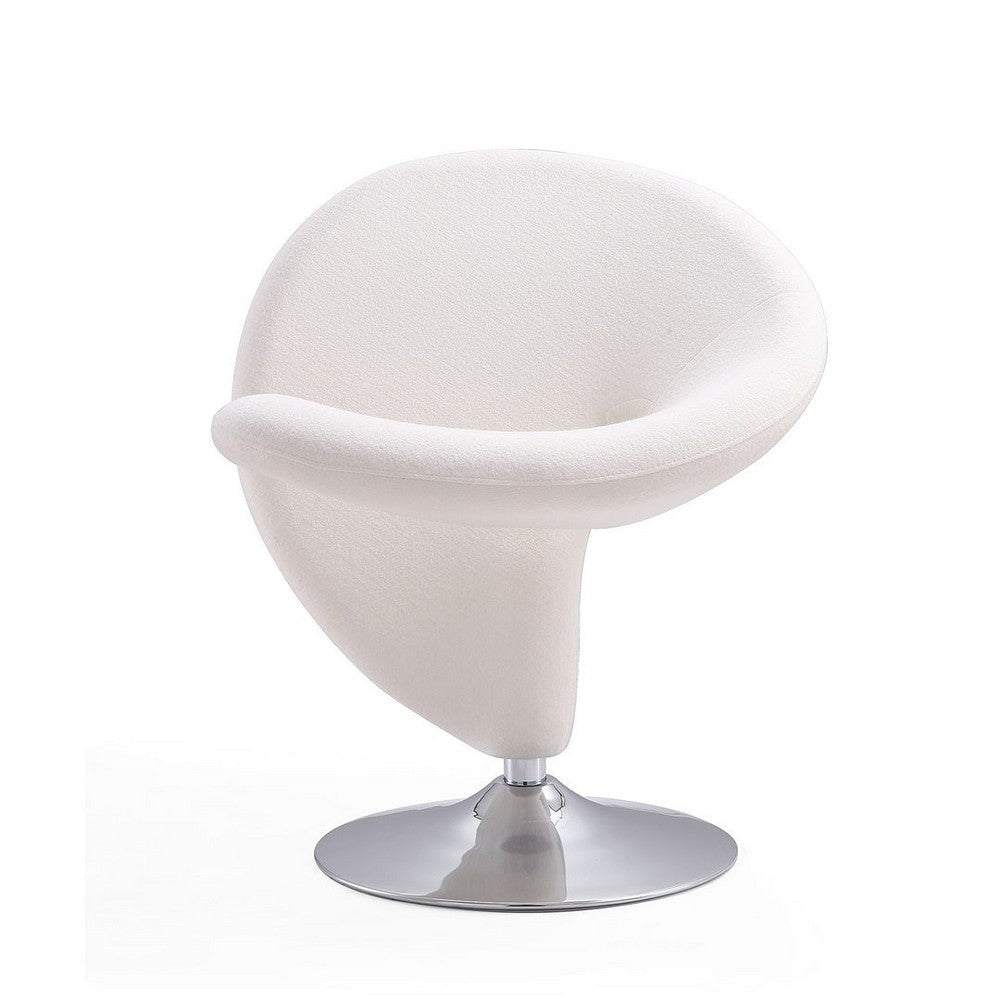 Curl Cream and Polished Chrome Wool Blend Swivel Accent Chair (Set of 2) MHC-2-AC040-CR