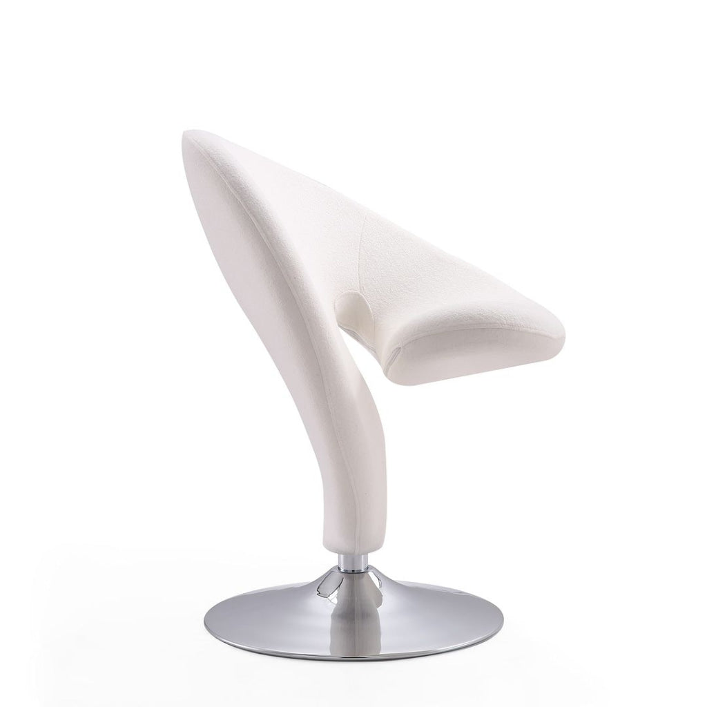 Curl Cream and Polished Chrome Wool Blend Swivel Accent Chair (Set of 2) MHC-2-AC040-CR