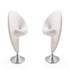 Curl Cream and Polished Chrome Wool Blend Swivel Accent Chair (Set of 2)