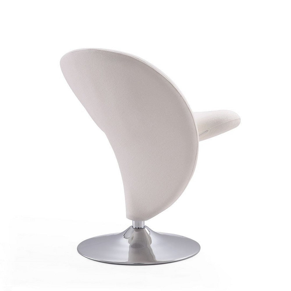 Curl Cream and Polished Chrome Wool Blend Swivel Accent Chair (Set of 2) MHC-2-AC040-CR