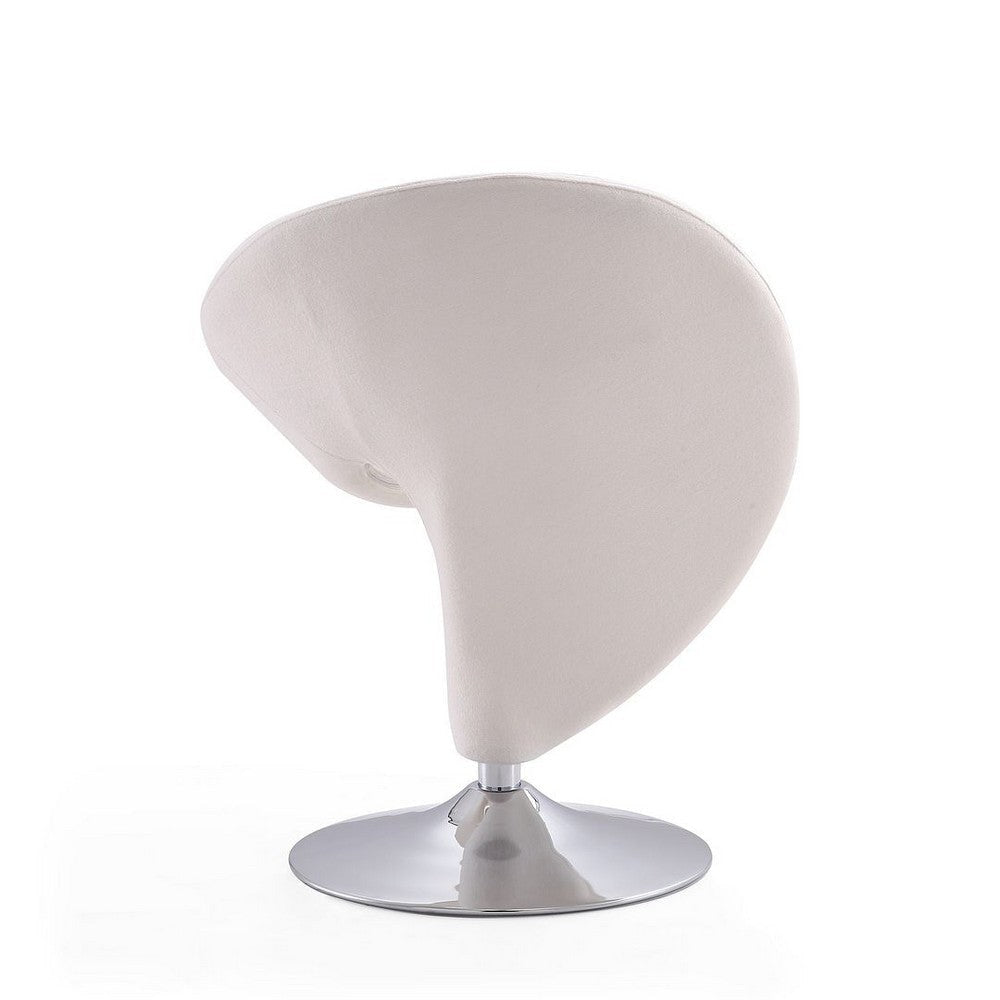 Curl Cream and Polished Chrome Wool Blend Swivel Accent Chair (Set of 2) MHC-2-AC040-CR