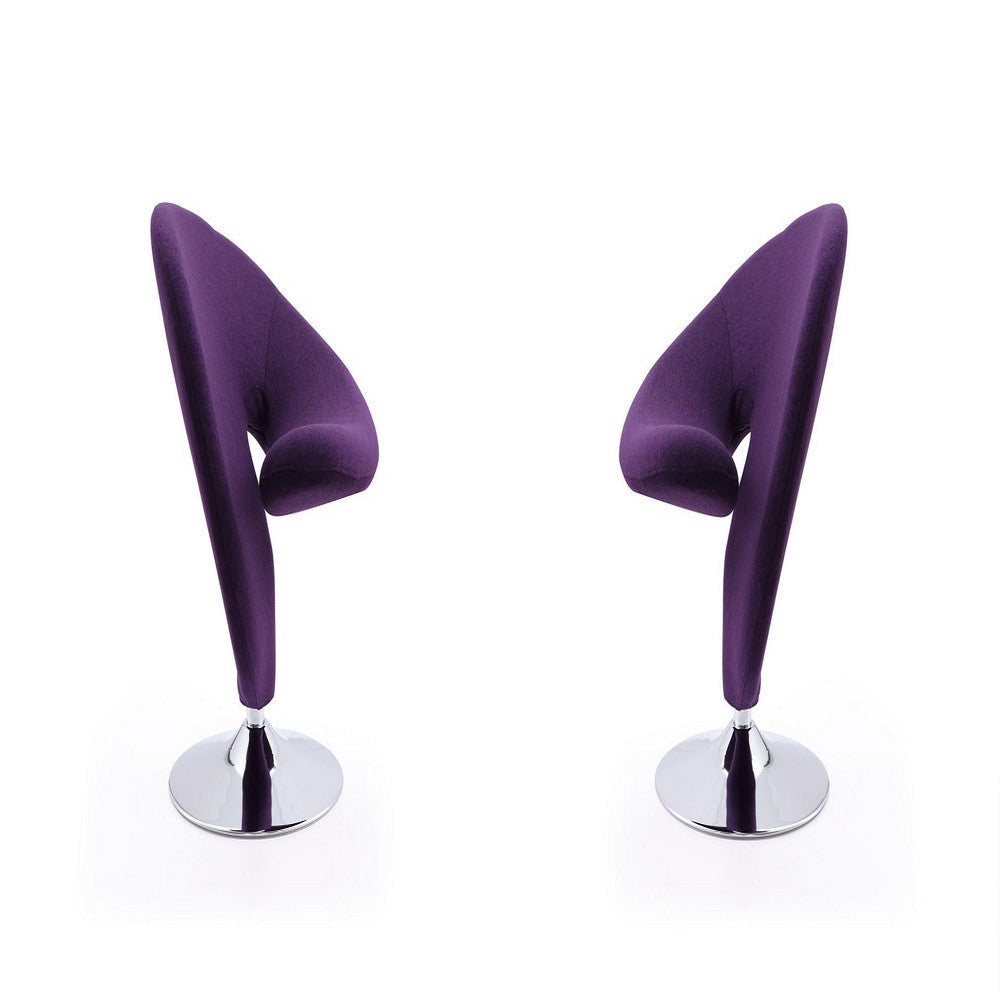 Curl Purple and Polished Chrome Wool Blend Swivel Accent Chair (Set of 2)
