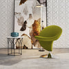 Curl Green and Polished Chrome Wool Blend Swivel Accent Chair (Set of 2)