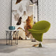 Curl Green and Polished Chrome Wool Blend Swivel Accent Chair (Set of 2)