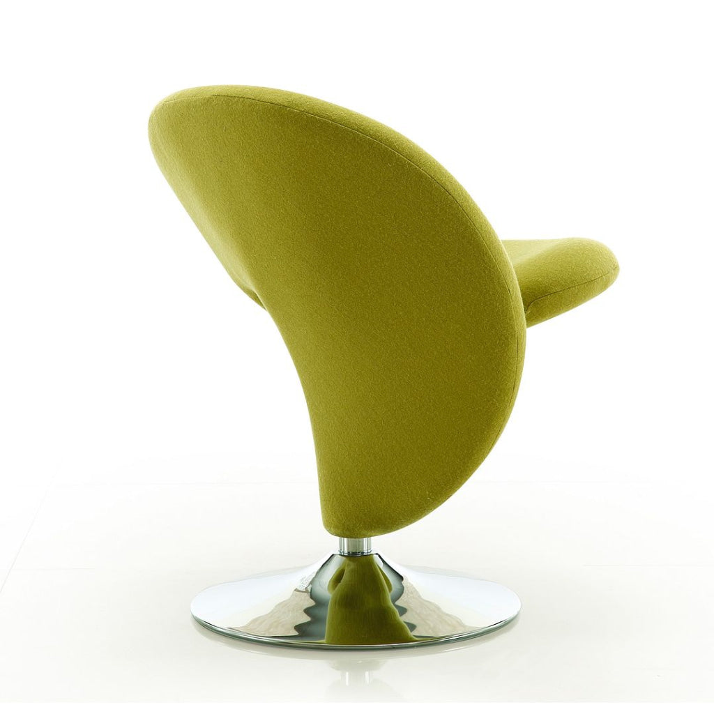 Curl Green and Polished Chrome Wool Blend Swivel Accent Chair (Set of 2) MHC-2-AC040-GR