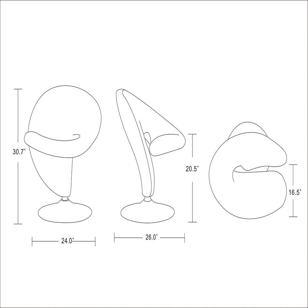 Curl Grey and Polished Chrome Wool Blend Swivel Accent Chair (Set of 2) MHC-2-AC040-GY