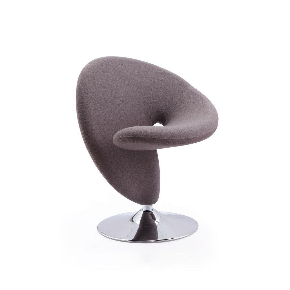 Curl Grey and Polished Chrome Wool Blend Swivel Accent Chair (Set of 2) MHC-2-AC040-GY
