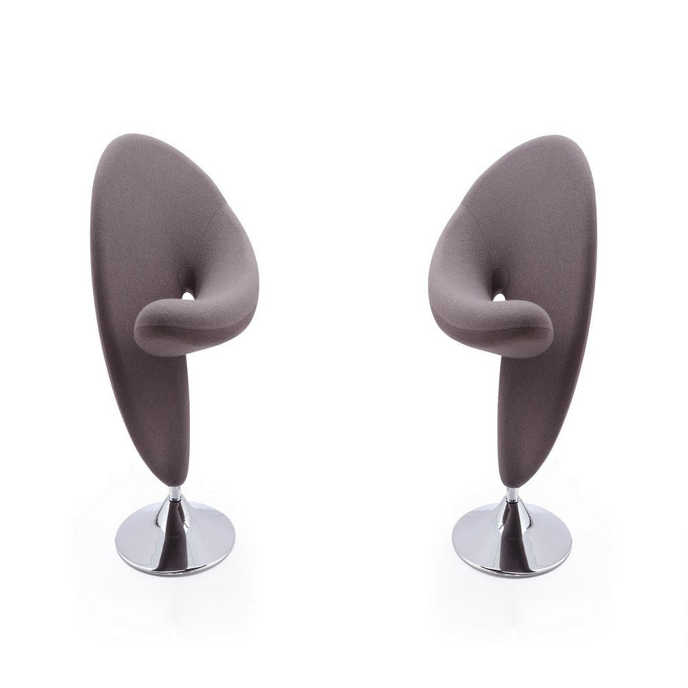 Curl Grey and Polished Chrome Wool Blend Swivel Accent Chair (Set of 2)