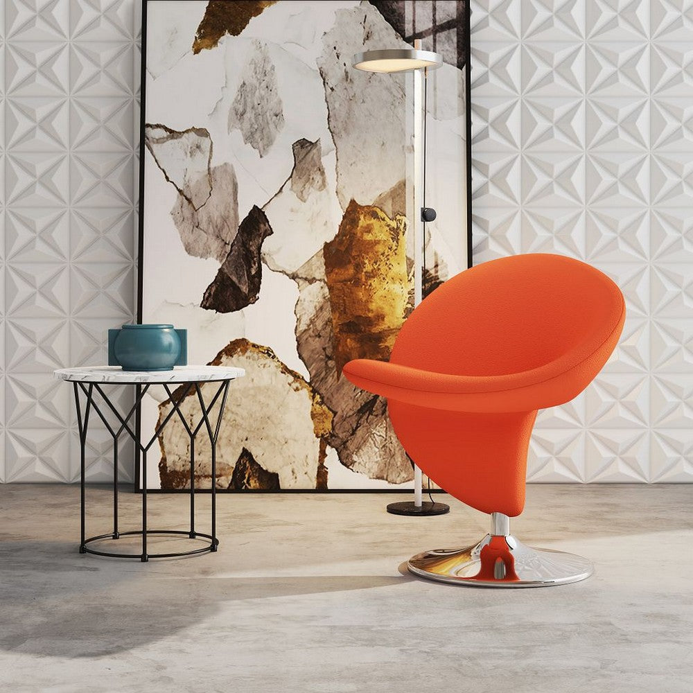 Curl Orange and Polished Chrome Wool Blend Swivel Accent Chair (Set of 2)