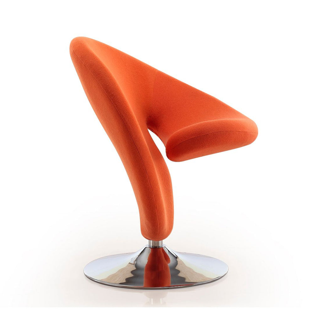 Curl Orange and Polished Chrome Wool Blend Swivel Accent Chair (Set of 2) MHC-2-AC040-OR