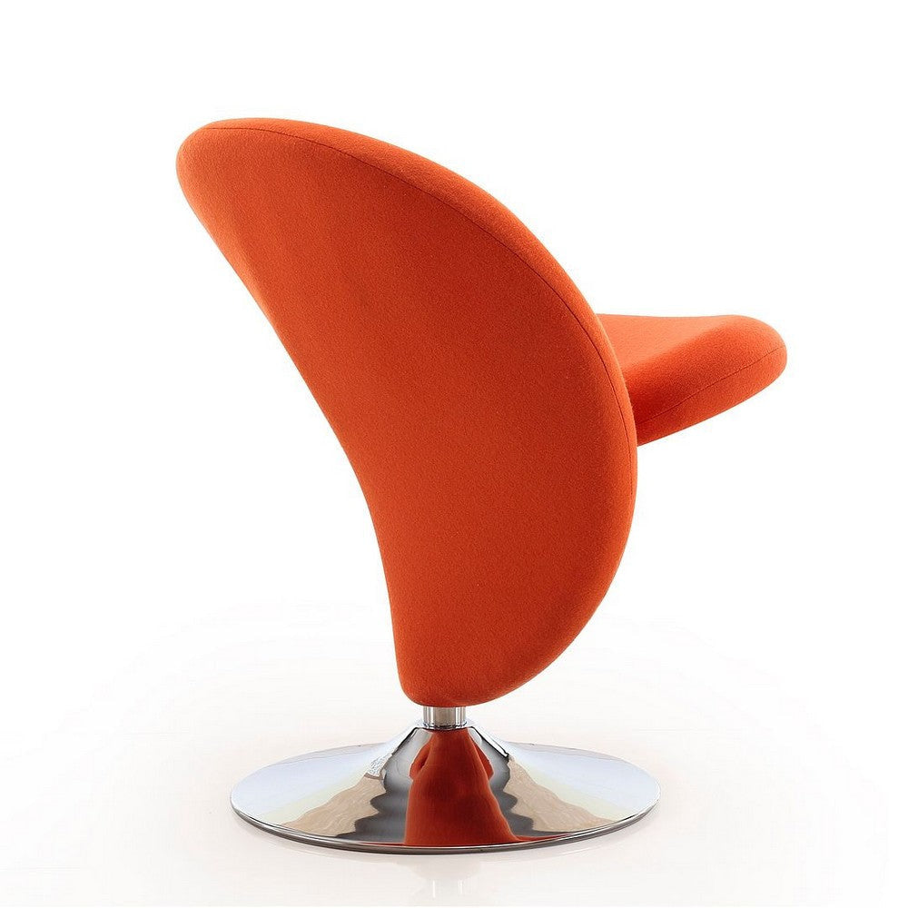 Curl Orange and Polished Chrome Wool Blend Swivel Accent Chair (Set of 2) MHC-2-AC040-OR