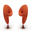 Curl Orange and Polished Chrome Wool Blend Swivel Accent Chair (Set of 2)