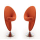 Curl Orange and Polished Chrome Wool Blend Swivel Accent Chair (Set of 2)