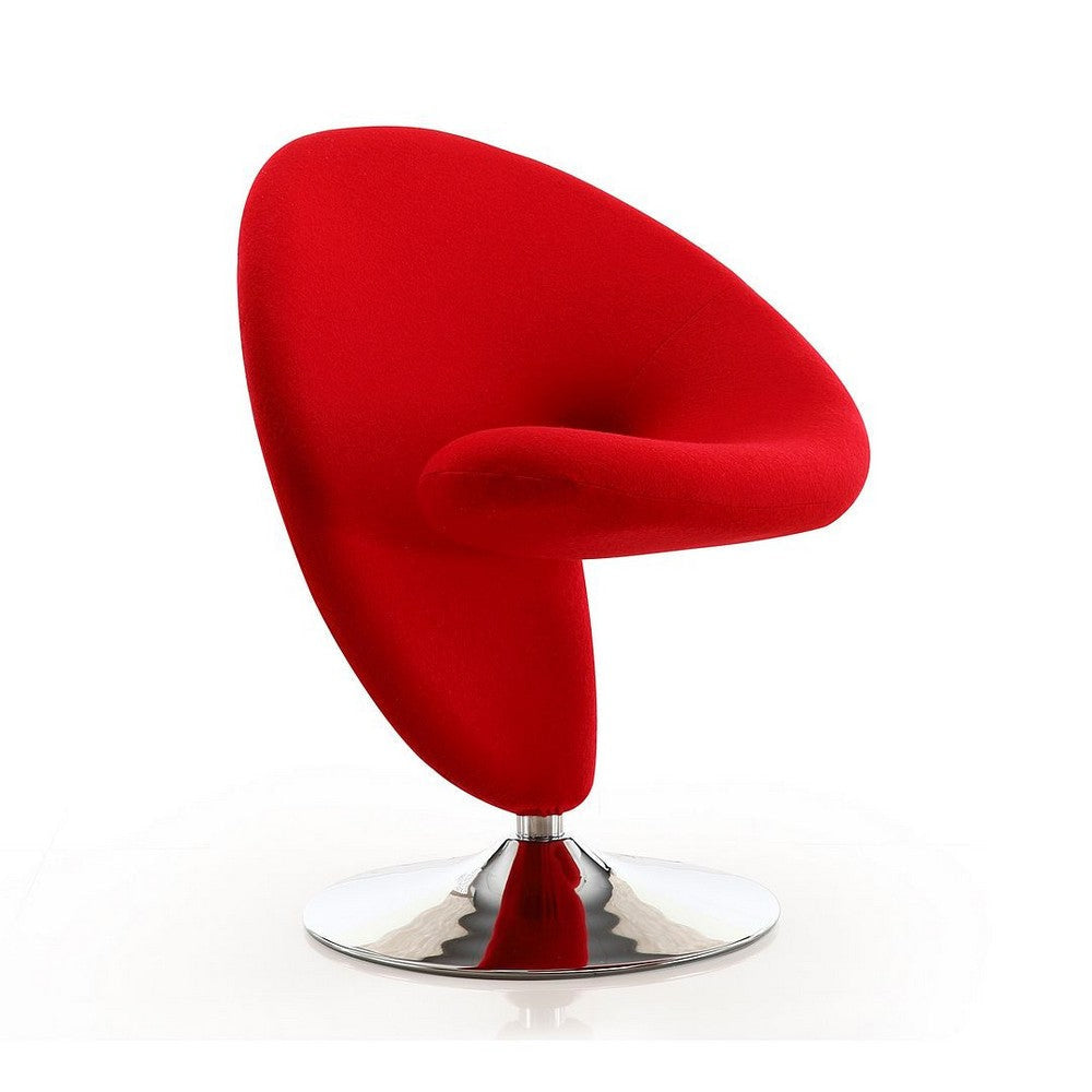 Curl Red and Polished Chrome Wool Blend Swivel Accent Chair (Set of 2) MHC-2-AC040-RD