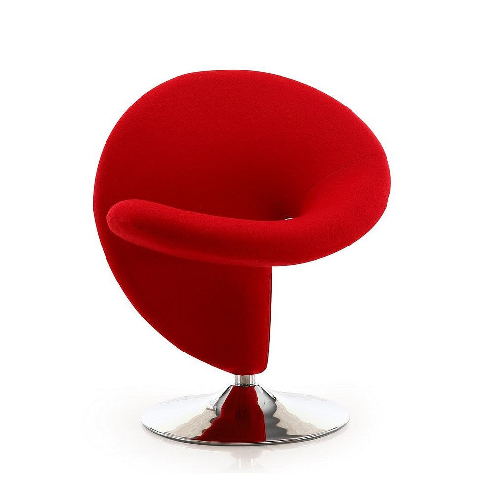 Curl Red and Polished Chrome Wool Blend Swivel Accent Chair (Set of 2) MHC-2-AC040-RD