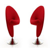 Curl Red and Polished Chrome Wool Blend Swivel Accent Chair (Set of 2)