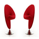 Curl Red and Polished Chrome Wool Blend Swivel Accent Chair (Set of 2)