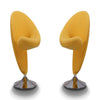 Curl Yellow and Polished Chrome Wool Blend Swivel Accent Chair (Set of 2)