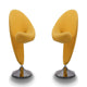 Curl Yellow and Polished Chrome Wool Blend Swivel Accent Chair (Set of 2)