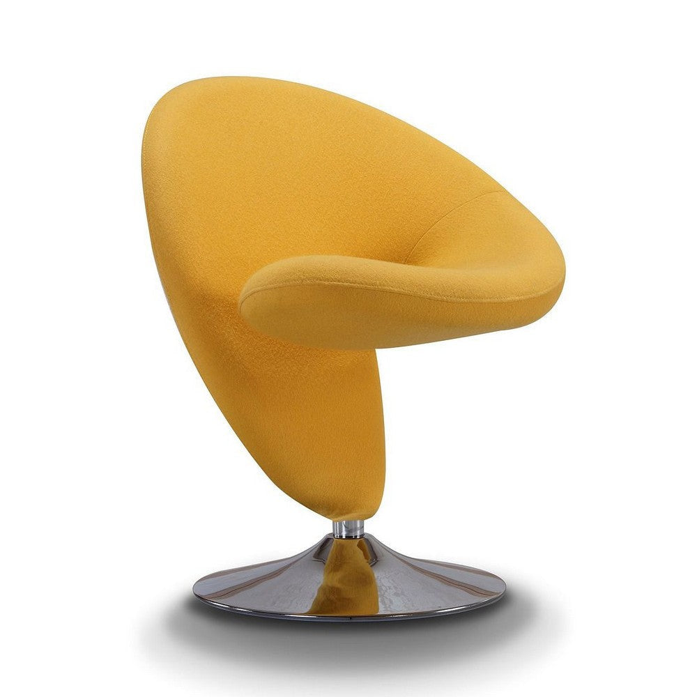 Curl Yellow and Polished Chrome Wool Blend Swivel Accent Chair (Set of 2) MHC-2-AC040-YL