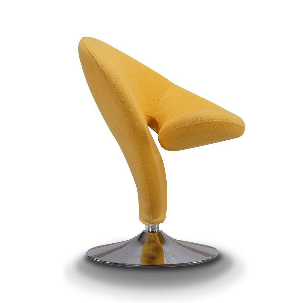 Curl Yellow and Polished Chrome Wool Blend Swivel Accent Chair (Set of 2) MHC-2-AC040-YL