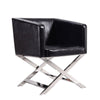 Hollywood Black and Polished Chrome Faux Leather Lounge Accent Chair (Set of 2) MHC-2-AC050-BK