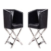 Hollywood Black and Polished Chrome Faux Leather Lounge Accent Chair (Set of 2)