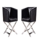 Hollywood Black and Polished Chrome Faux Leather Lounge Accent Chair (Set of 2)