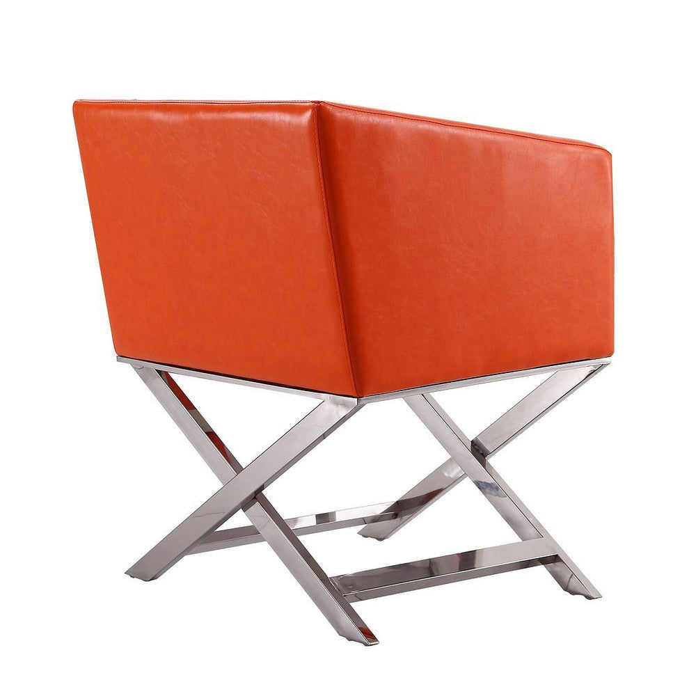 Hollywood Orange and Polished Chrome Faux Leather Lounge Accent Chair (Set of 2) MHC-2-AC050-OR