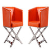 Hollywood Orange and Polished Chrome Faux Leather Lounge Accent Chair (Set of 2)