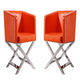 Hollywood Orange and Polished Chrome Faux Leather Lounge Accent Chair (Set of 2)