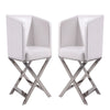 Hollywood White and Polished Chrome Faux Leather Lounge Accent Chair (Set of 2)