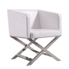 Hollywood White and Polished Chrome Faux Leather Lounge Accent Chair (Set of 2) MHC-2-AC050-WH