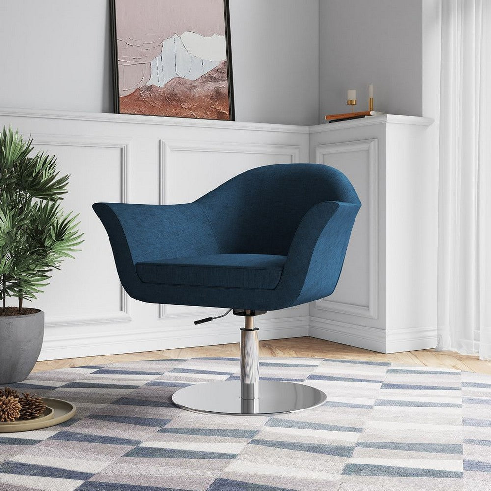 Voyager Smokey Blue and Brushed Metal Woven Swivel Adjustable Accent Chair (Set of 2)
