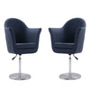 Voyager Smokey Blue and Brushed Metal Woven Swivel Adjustable Accent Chair (Set of 2)