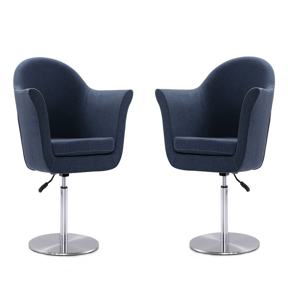 Voyager Smokey Blue and Brushed Metal Woven Swivel Adjustable Accent Chair (Set of 2)