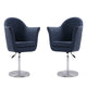 Voyager Smokey Blue and Brushed Metal Woven Swivel Adjustable Accent Chair (Set of 2)