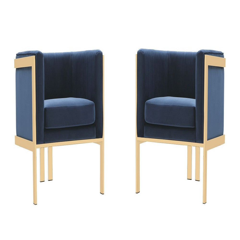 Paramount Royal Blue and Polished Brass Velvet Accent Armchair (Set of 2)