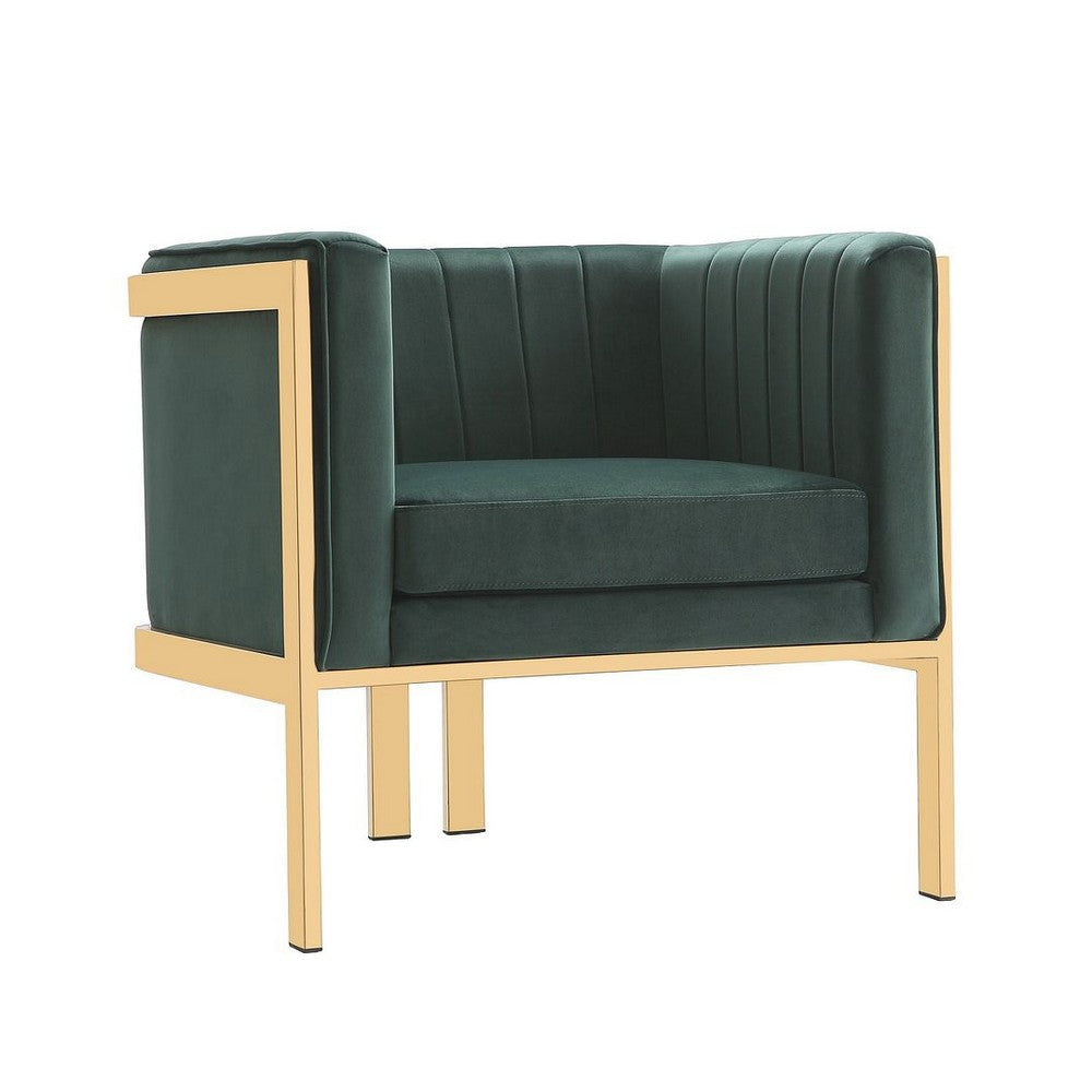 Paramount Forest Green and Polished Brass Velvet Accent Armchair (Set of 2) MHC-2-AC053-GR