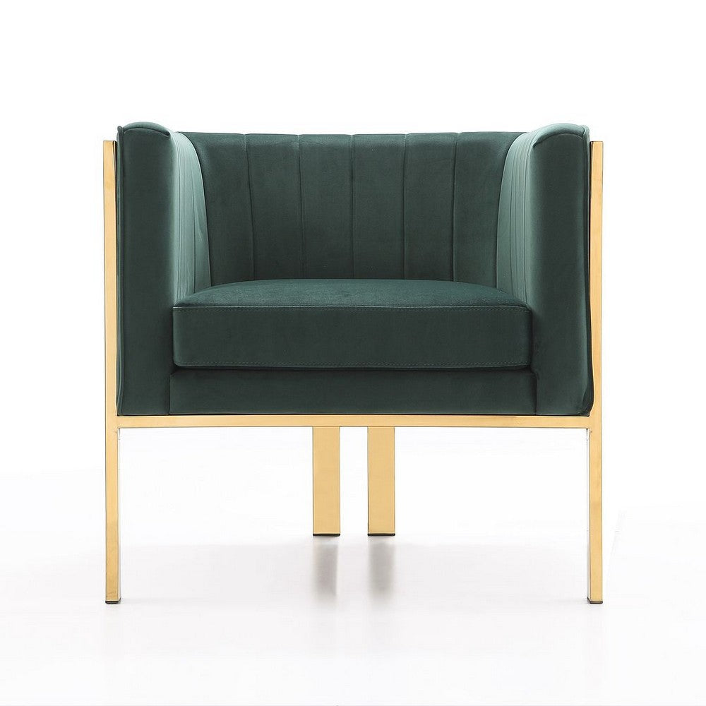 Paramount Forest Green and Polished Brass Velvet Accent Armchair (Set of 2) MHC-2-AC053-GR