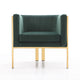 Paramount Forest Green and Polished Brass Velvet Accent Armchair (Set of 2) MHC-2-AC053-GR
