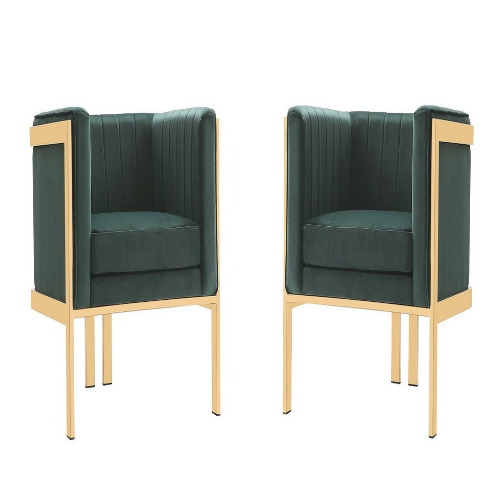 Paramount Forest Green and Polished Brass Velvet Accent Armchair (Set of 2)