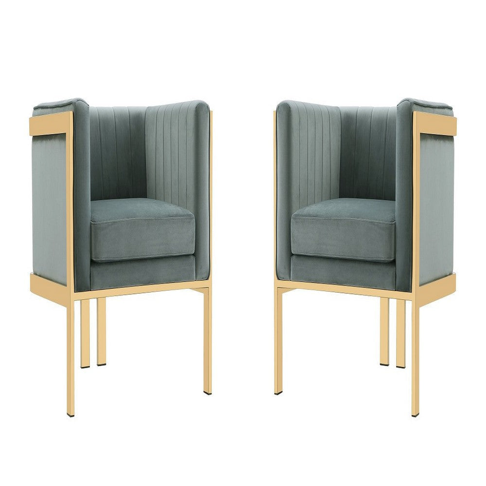 Paramount Warm Grey and Polished Brass Velvet Accent Armchair (Set of 2)