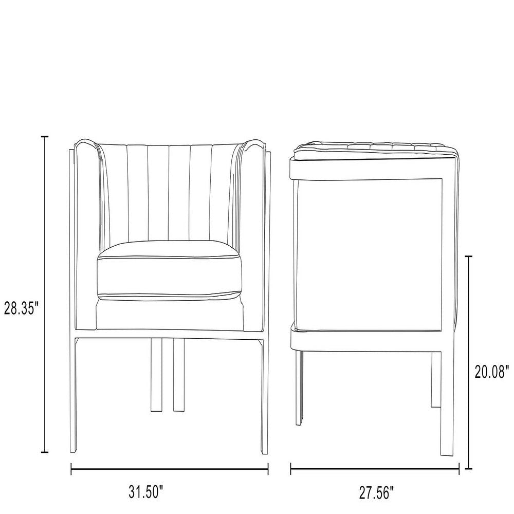 Paramount Warm Grey and Polished Brass Velvet Accent Armchair (Set of 2) MHC-2-AC053-GY