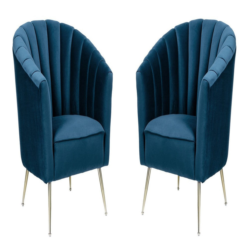 Rosemont Blue and Gold Velvet Accent Chair (Set of 2)