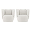 Contemporary Siri Linen Accent Chair with Pillows in Cream - Set of 2