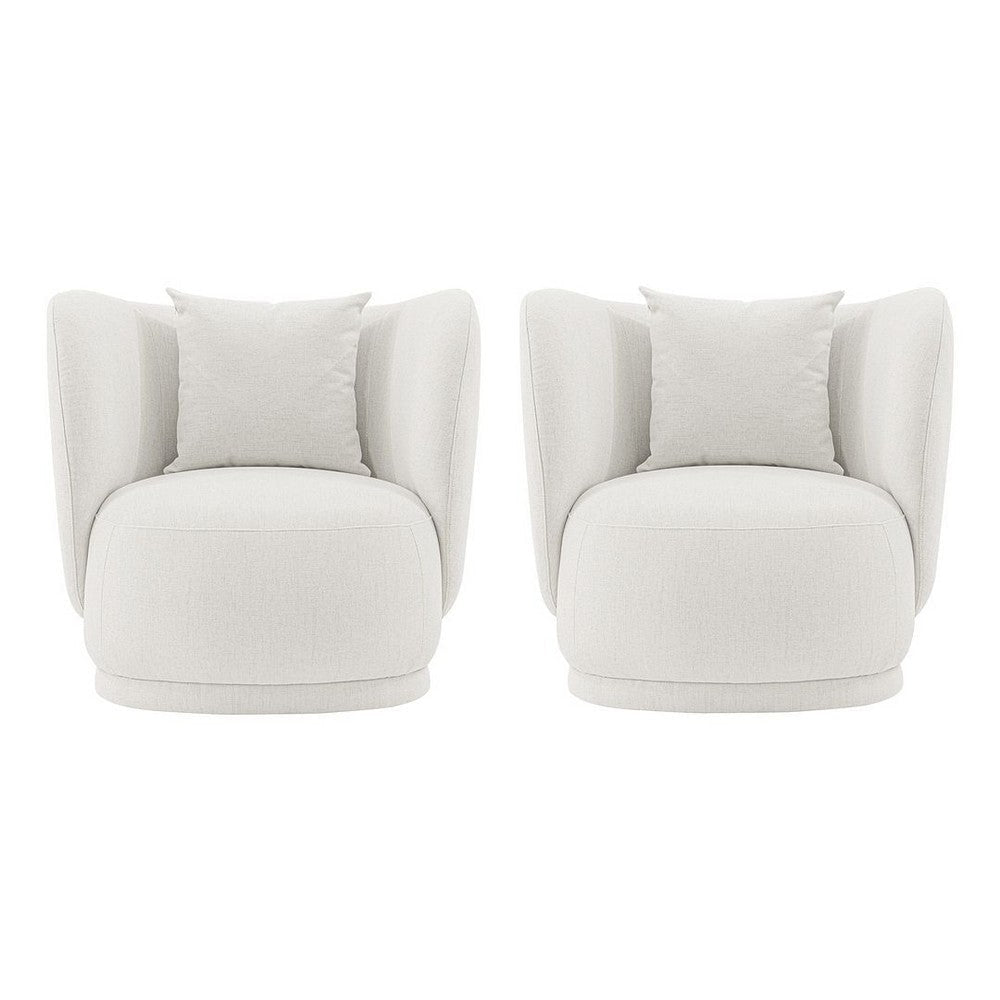 Contemporary Siri Linen Accent Chair with Pillows in Cream - Set of 2