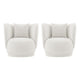 Contemporary Siri Linen Accent Chair with Pillows in Cream - Set of 2