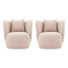 Contemporary Siri Linen Accent Chair with Pillows in Wheat - Set of 2